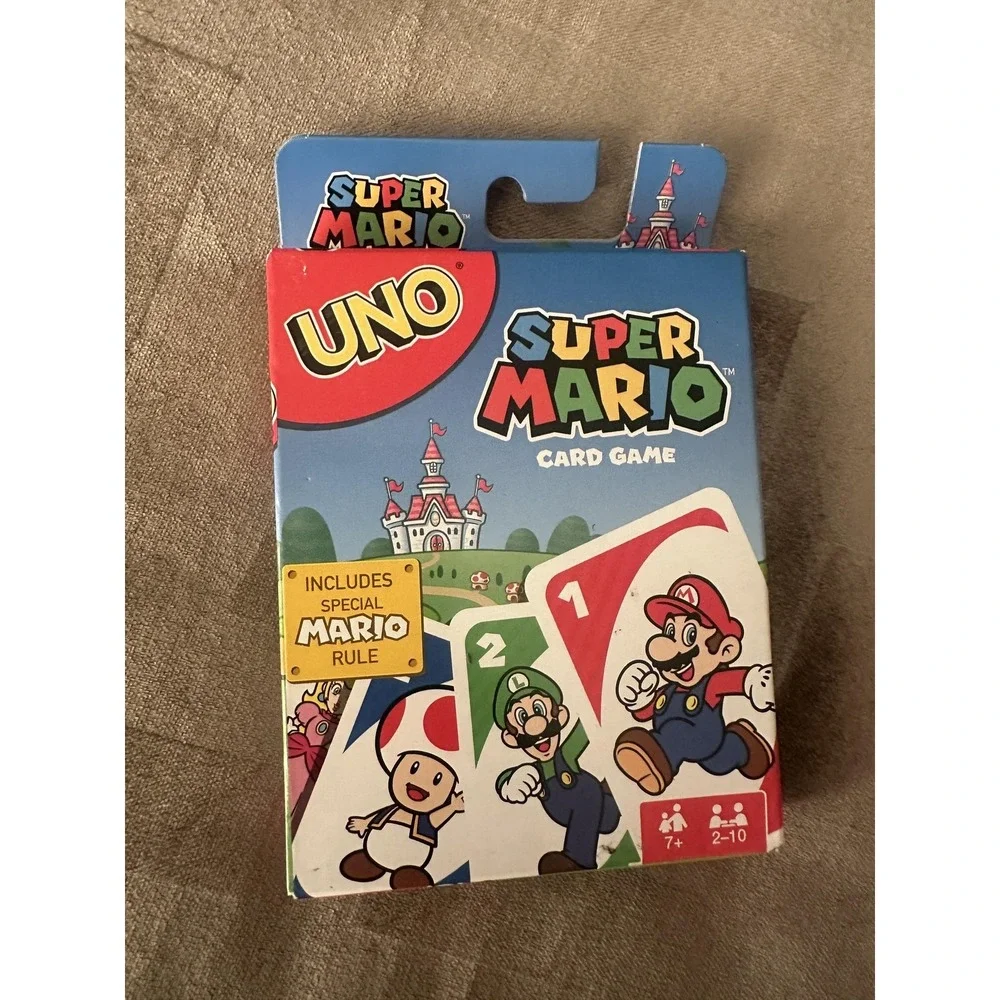 UNO Super Mario Card Game Mattel Nintendo 2016 Party Family Cards 112pcs 7+ 2-10